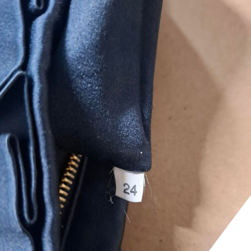 Prada Pleated Clutch Bag in Navy Blue Satin - Picture 6 of 8